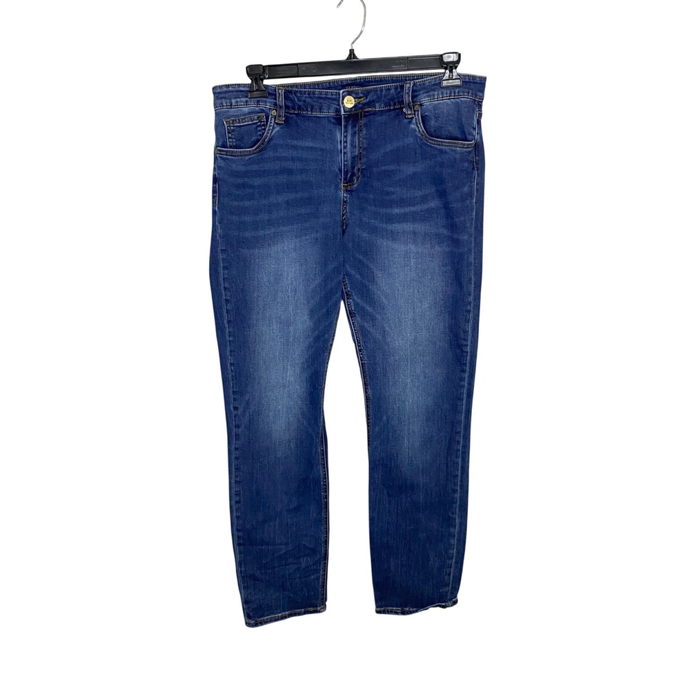 KUT from the Kloth Slouchy Boyfriend Jeans Medium Wash Blue Denim Womens 14